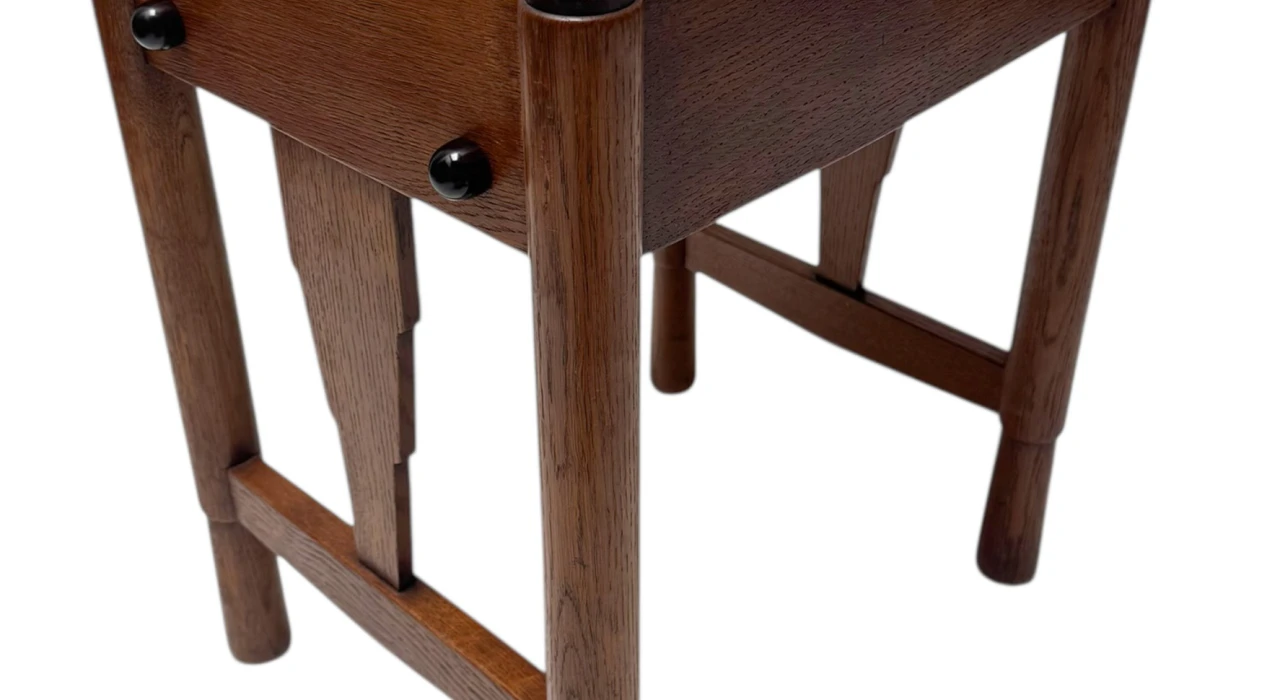 Art Deco Amsterdamse School Stool with Adjustable Seat, 1920s